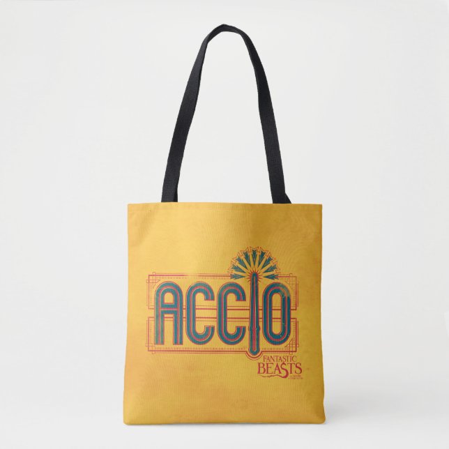 Red Art Deco ACCIO™ Spell Graphic Tote Bag (Front)