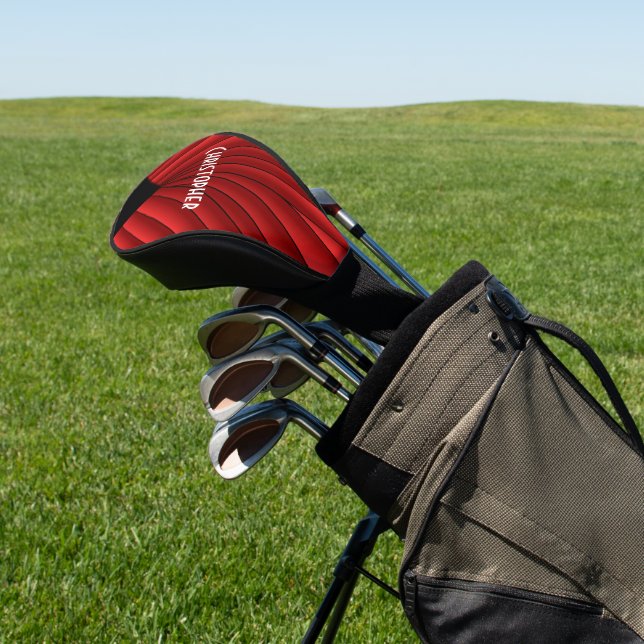 Red Art Deco Design Golf Head Cover (In Situ)