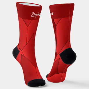 Red Art Deco Design Socks