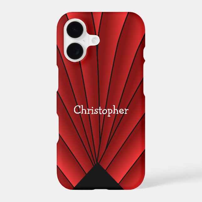 Red Art Deco Fan Design (Back)