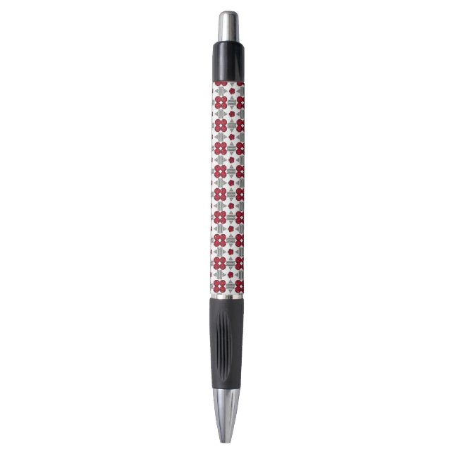 Red Art Deco Pattern Pen (Front Vertical)