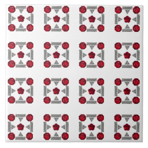 Red Art Deco Pattern Tile