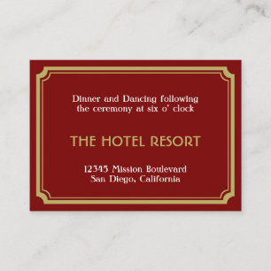 Red art deco retro wedding reception enclosure card