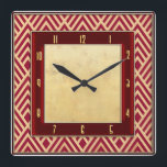 Red Art Deco Style Square Wall Clock<br><div class="desc">I love creating these art deco wall clocks. I have added a red art deco clock to my store. This clock looks very smart and would look great in any home.
It measures 10.75 x 10.75 inches. Why not treat yourself or maybe someone else who loves Art Deco?</div>