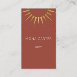Red Art deco sun business card