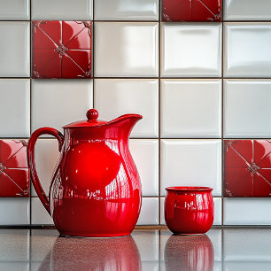 Red Art Deco Tile