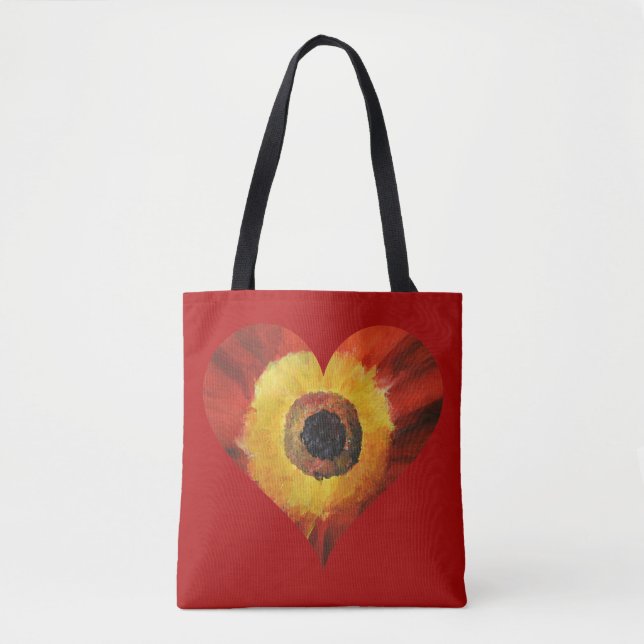 Red Art Flower HeartCustom All-Over-Print Tote Bag (Front)