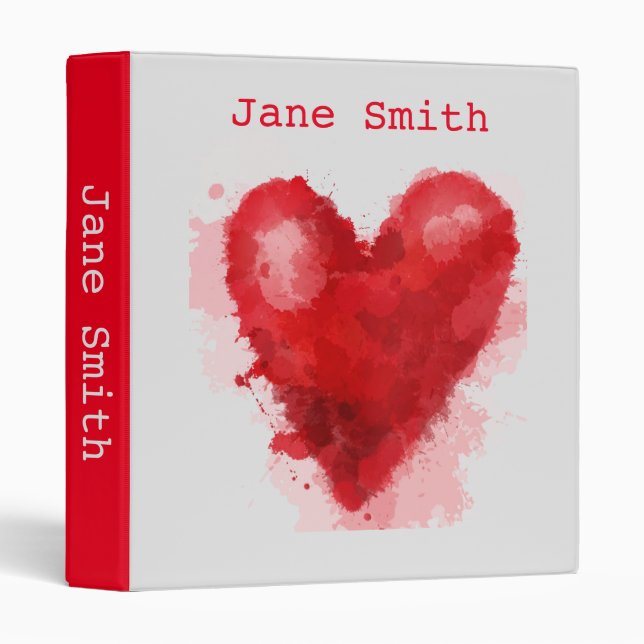 Red art hearts gothic art girl's student folder binder (Front/Spine)