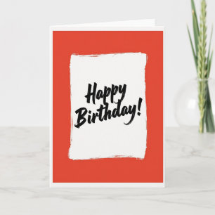 Red Artistic Birthday Script Card