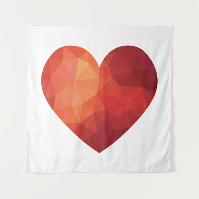 Red artistic cubism heart tapestry (Front)