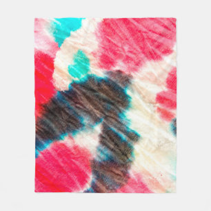 Red Artistic Dirty. Shibori Pattern. Summer Brush Fleece Blanket
