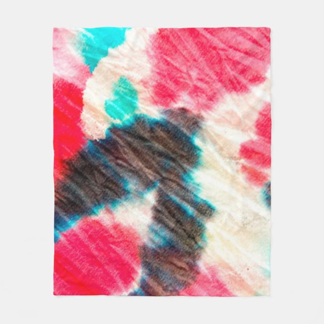 Red Artistic Dirty. Shibori Pattern. Summer Brush  Fleece Blanket (Front)