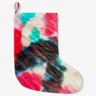 Red Artistic Dirty. Shibori Pattern. Summer Brush  Small Christmas Stocking