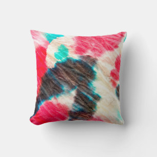 Red Artistic Dirty. Shibori Pattern. Summer Brush Throw Pillow