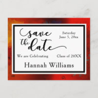 Red, Artsy, Unique Graduation Save the Date