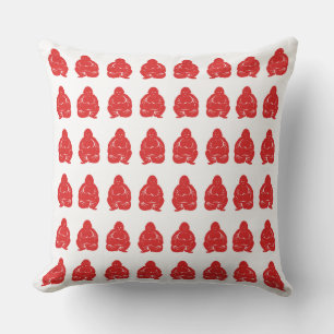Red Asian Moods Buddah Boys Throw Pillow