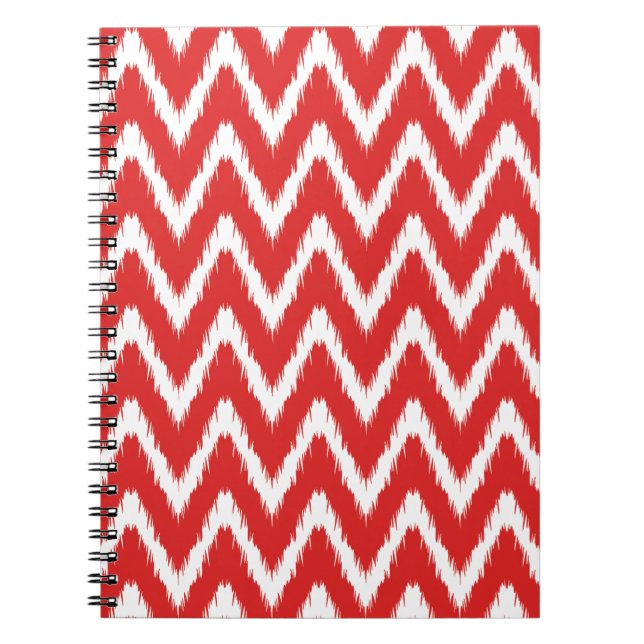 Red Asian Moods Ikat Chevrons Notebook (Front)