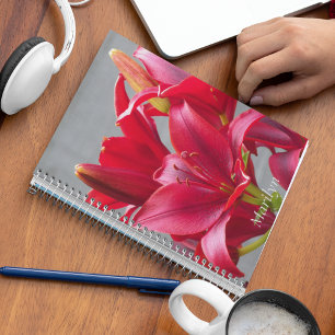 Red Asiatic Lilies Personalized Floral Notebook