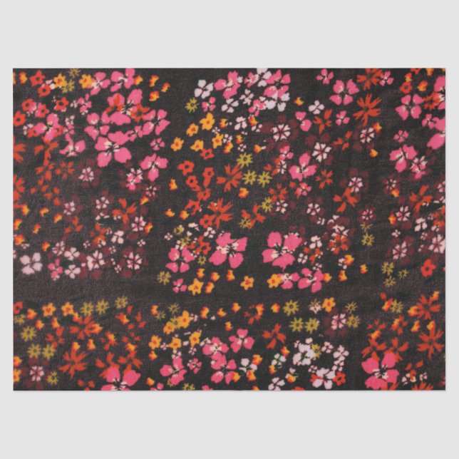 Red assorted flowers Tissue Paper (Front)