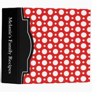 Red Assorted Polka Dots 2" Recipe Binder