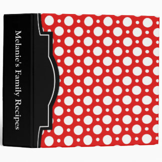 Red Assorted Polka Dots 2" Recipe Binder