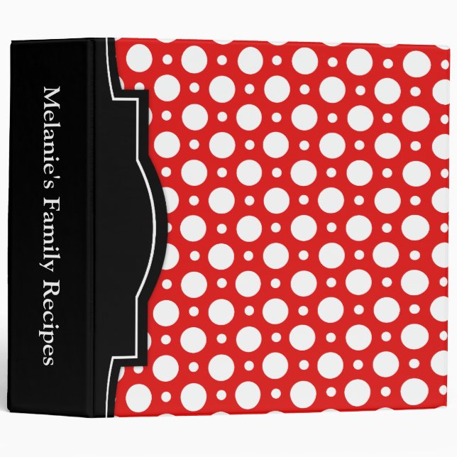 Red Assorted Polka Dots 2" Recipe Binder (Front/Spine)