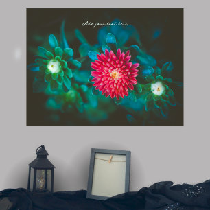 Red aster flower poster