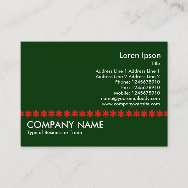 Red Asterisk Line - Dark Green Business Card (Front)