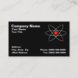 Red Atom Against a Black Background Business Card