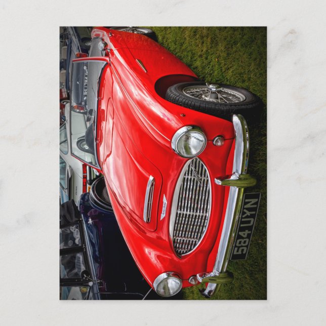 Red Austin Healey 3000 classic sports car Postcard (Front)