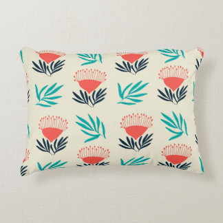 Red australian flowers, seamless vintage pattern accent pillow
