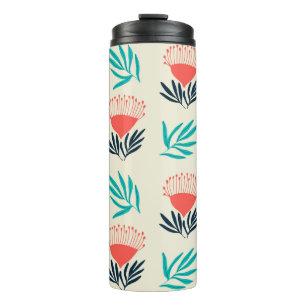 Red australian flowers, seamless vintage pattern thermal tumbler