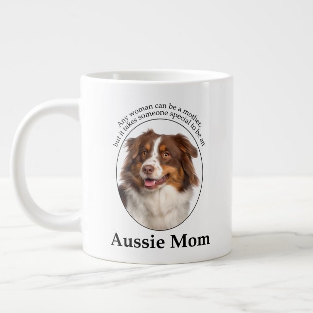 Red Australian Shepherd Mom Large Coffee Mug (Left)
