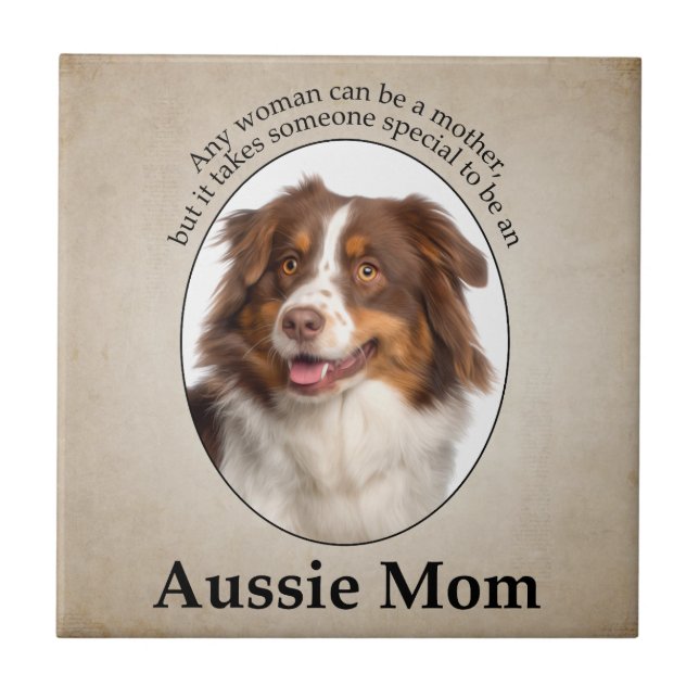 Red Australian Shepherd Mom Tile (Front)