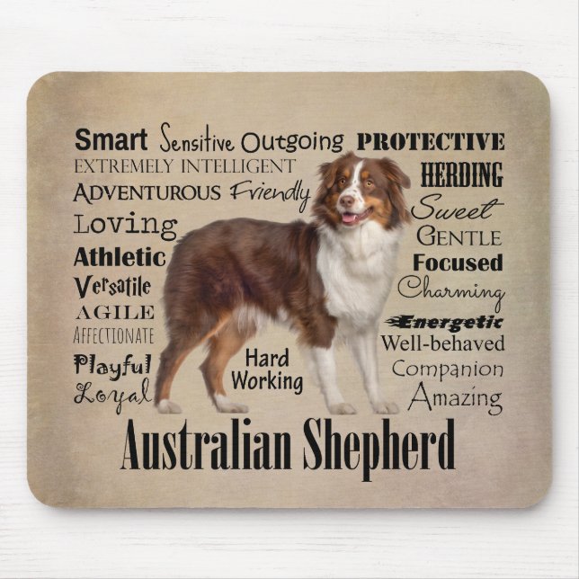 Red Australian Shepherd Traits Mouse Pad (Front)