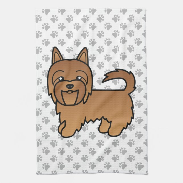 Red Australian Terrier Cute Cartoon Dog Kitchen Towel (Vertical)