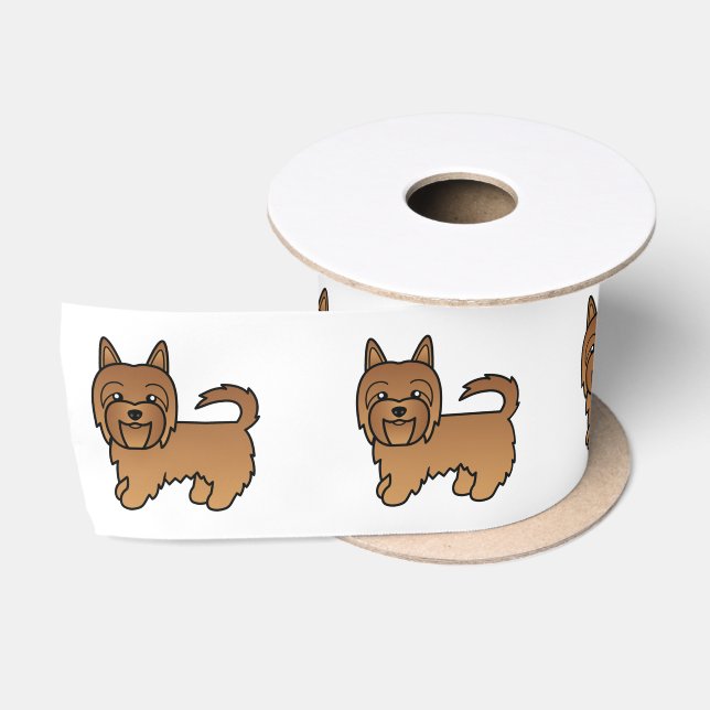 Red Australian Terrier Cute Cartoon Dog Satin Ribbon (Spool)