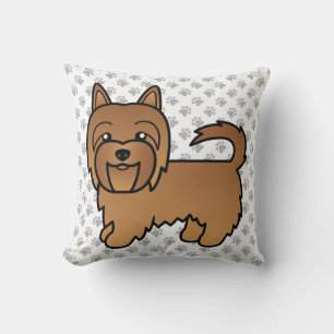 Red Australian Terrier Cute Cartoon Dog Throw Pillow