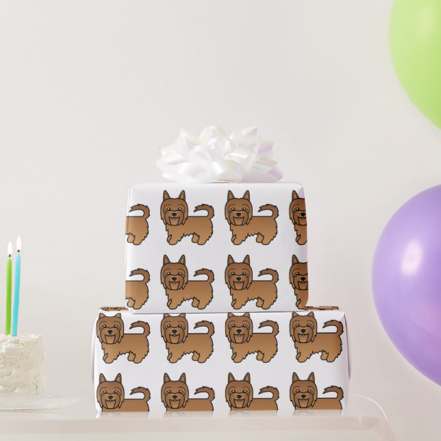 Red Australian Terrier Cute Dog Pattern Wrapping Paper (Party Gifts)