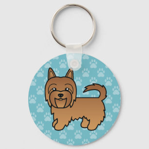 Red Australian Terrier Dog Cartoon Illustration Keychain