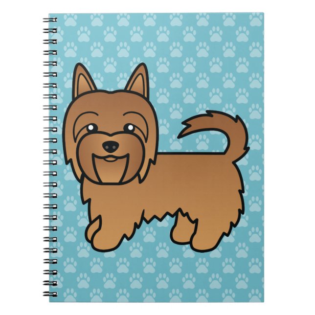 Red Australian Terrier Dog Illustration On Blue Notebook (Front)