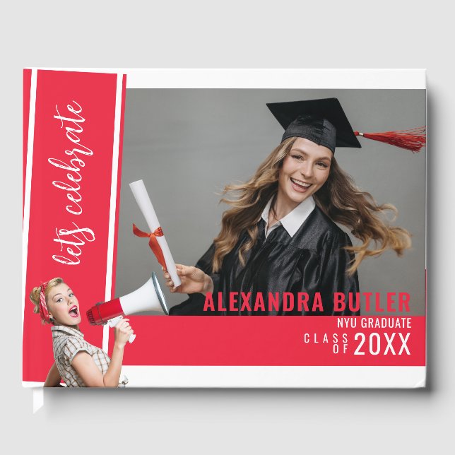 Red Autograph Keepsake Class of 2023 Graduation Guest Book (Front)
