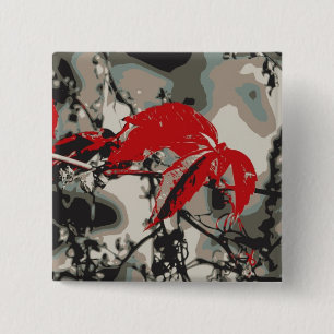 Red Autumn 2 Inch Square Button