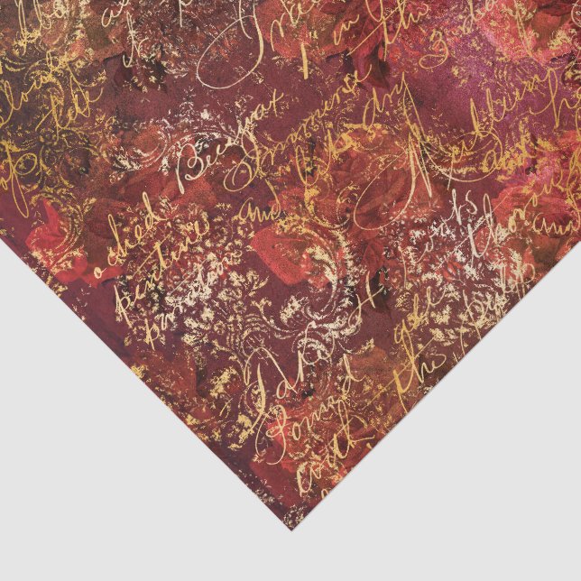 Red Autumn Ephemera Pattern Tissue Paper (Detail)