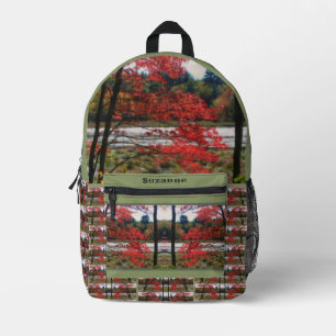 Red Autumn Foliage Marsh Personalized Printed Backpack