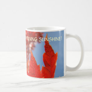 Red Autumn Leaves Coffee Cup Mug Gift GOOD MORNING