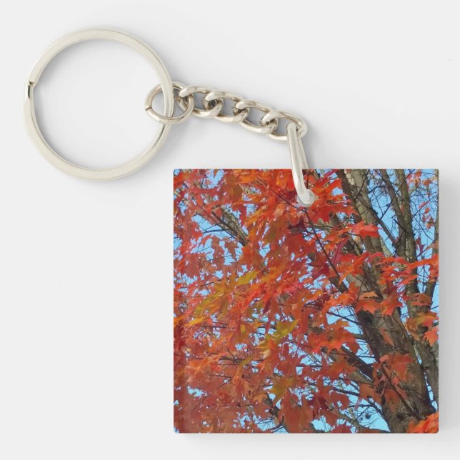 Red Autumn Leaves Keychain (Front)
