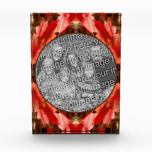 Red Autumn Leaves Nature Add Your  Photo Block