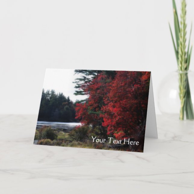 Red Autumn Leaves Pond Nature Carte photo (Devant)