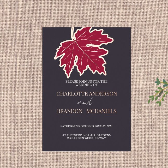 Red Autumn Maple Leaf Wedding Gold   (Creator Uploaded)